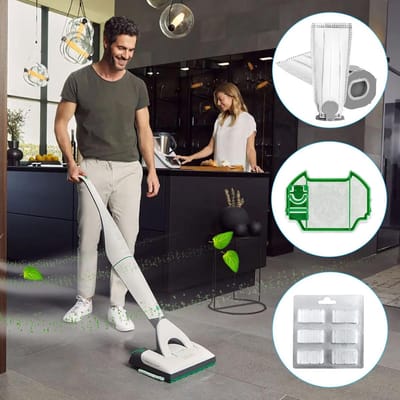 Krachtige stofzuigerzak set met 2 filters en 6 geurblokken, inclusief borstels voor optimale reiniging en compatibiliteit met Kobold modellen