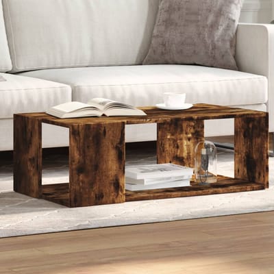 vidaXL - Salontafel - 89,5x48x30 - cm - bewerkt - hout - gerookt - eikenkleurig