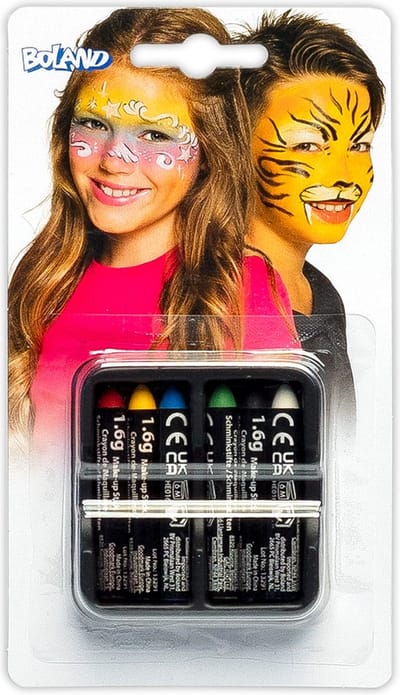 Boland - Set 6 Schminkstiftenen - - Schminkstiften - Carnaval, Themafeest, Halloween, Kinderfeestje -
