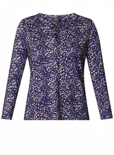 YEST CURVE Valery Essential Tops - Dark Navy/Multi Colo - maat 2(50)