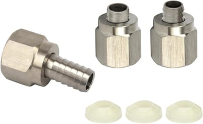 Set van 3 disconnect 3/8" flared gas en vloeistof uitgangen voor Corny vaten - ideaal voor tapinstallaties en biertapsystemen