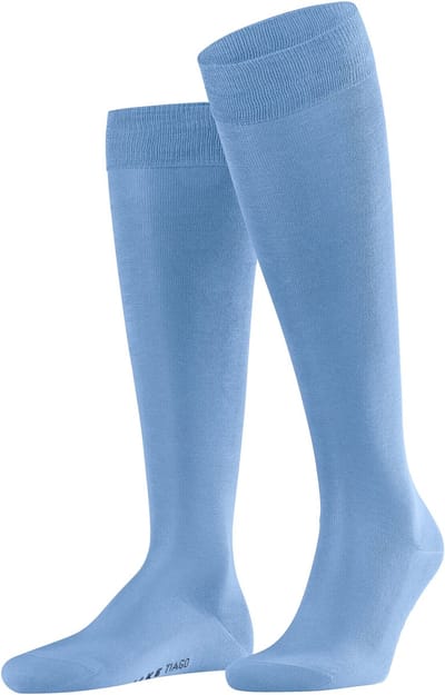 FALKE Tiago lang eenkleurig fil d'Ecosse katoen kniekousen heren blauw - maat 39-40