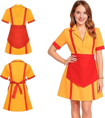 Carnaval Kostuum voor Vrouwen met Schort en Uniform voor Themafeest en Cosplay met 2 Broke Girls Inspiratie