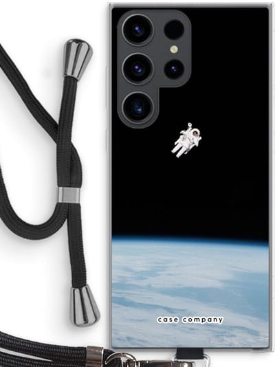 Case Company® - Hoesje met koord geschikt voor Samsung Galaxy S23 Ultra hoesje met Koord - Alone in Space - Telefoonhoesje met Zwart Koord - Bescherming aan alle Kanten en Over de Schermrand