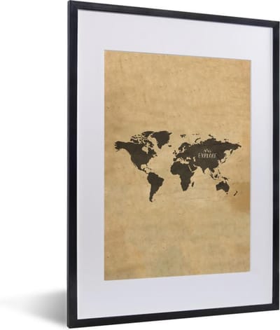 Poster in lijst - Fotolijst 30x40 cm - Posters - Wereldkaart - Retro - Quotes - Posterlijst zwart - Decoratie - Wanddecoratie woonkamer - Muurdecoratie slaapkamer
