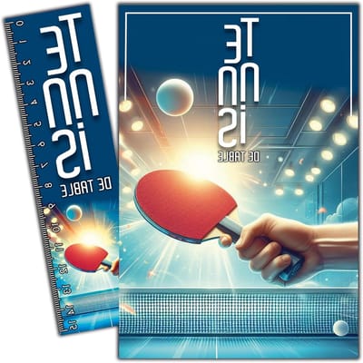 Tafeltennis Kaart - Ping Pong Wenskaart - Gefeliciteerd Versturen - Gemaakt in Frankrijk - 115 x 17 cm - Meerkleurig