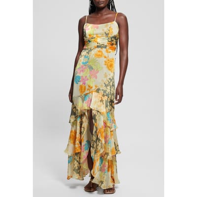 GUESS  Eco Sl Vicky Dress Gold Coast Floral Pr Size: XS | Maxi Dresses Outlet | Dames | Geel