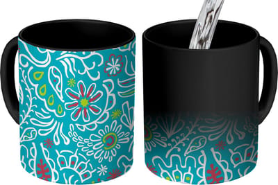 Magische Mok - Foto op Warmte Mokken - Koffiemok - Bloemen - Bladeren - Tropisch - Design - Magic Mok - Beker - 350 ML - Theemok