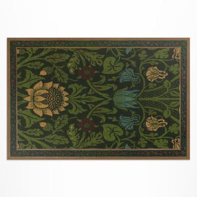 Wallfluent Vinyl Buitenkleed - Buitenkleed Voor Terras Bloemmotieven William Morris - 60 x 90 cm - Rechthoek PVC Vloerkleed - Groente Eenvoudig Te Reinigen Vloerkleed - Bloemen En Planten Binnen En Buiten Vloerkleed - Voor Buitenkeuken Of Loungehoek