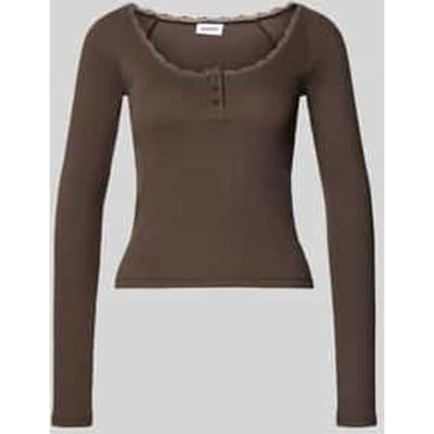 Noisy May Dames T-Shirt Knoopsluiting Ronde hals Kantboord