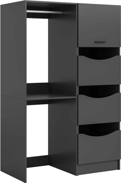 Wasmachineombouwset 2-delige set 116x195x68 cm, antraciet – wasmachinekast en linnenkast – moderne set