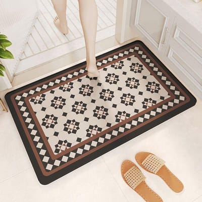 Badmat van diatomeeënaarde met sterke waterabsorptie, vuilafstotend en antislip droogvoetenmat bij de ingang van de badkamer 40X60cm 15.7X23.6in beige
