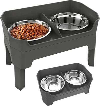 Verhoogde Hondenbak - Voerbak Standaard - Comfortabel Eten - Verstelbare Hoogte - 445 x 27 x 165 cm - Zwart