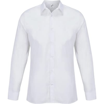 SOLS Unisex Volwassen Bailey Poplin Lange Mouwen Shirt (Wit)