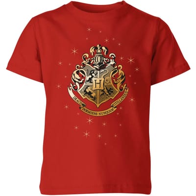 Harry Potter Star Hogwarts Gold Crest kinder t-shirt - Rood - 98/104 (3-4 jaar)