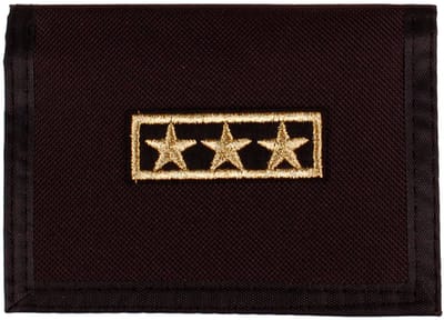 Portemonnee Zwart Stof Vouwbaar - Goudkleurige Sterren Militair - 14x10cm