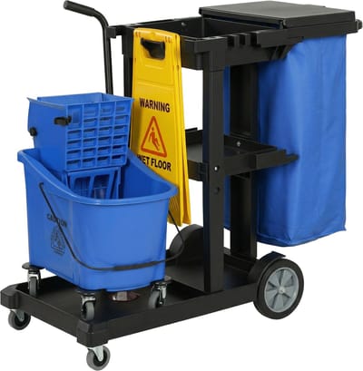 HOMCOM Schoonmaakwagen-Kunststof, Metaal-122L x 46,5B x 101H cm-Blauw