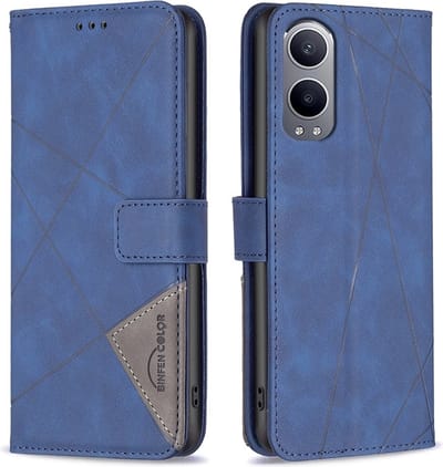 BINFEN Hoesje - Geschikt voor OnePlus Nord CE4 Lite 5G Hoesje - BINFEN Geometric Book Case - Blauw