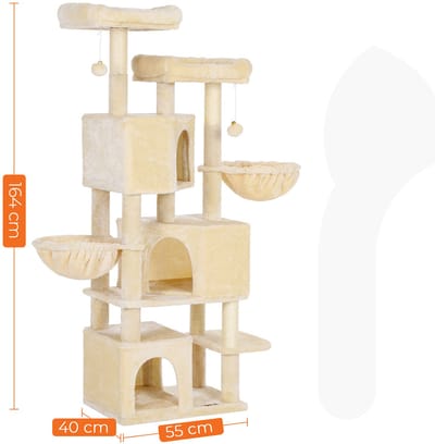 Kattenboom XXL 164 cm met - cm 3 Kattenhuizen, Ligbedden & - Medahomestore