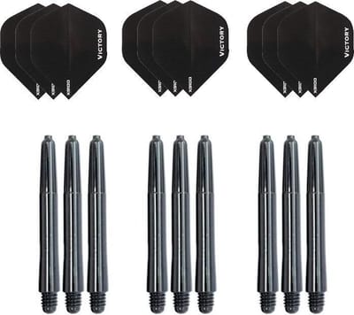 3 sets (9 stuks) Super Sterke Zwarte Poly XS100 - flights - en 3 sets (9 stuks) zwarte - shafts - Cadeau