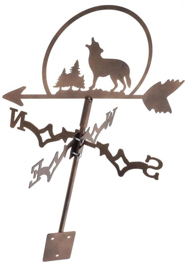 Windvaan Boerderijstijl - Weerindicator Dak - Decoratie Buiten - Robuuste Roestvrij Staal - 35 x 30 x 30 cm - Bruin