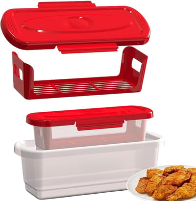 Paneer Schudder - Keuken Tool - Gelijkmatig Coaten - Dubbele Kom Ontwerp - 13.5cm Breed - Rood