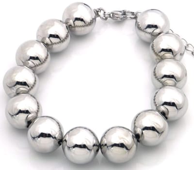 Armband voor Vrouwen - Grote kralen 12mm - zilverkleurig - verstelbaar - 21cm