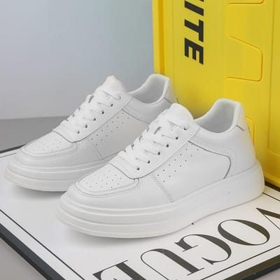 Nieuwe Hoogte Verhogende Schoenen Voor Mannen 10Cm Onzichtbare Verhoger Sportschoenen Wit Leer Sport Zapatillas De Hombre Grote Maat 7Cm/9/11 39 white
