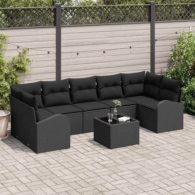 vidaXL - Tuinbank - Set - 8 - st - Zwart - poly - rattan