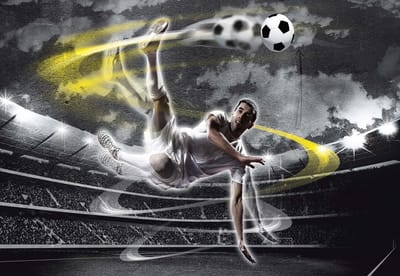 Fotobehang Football Player Stadium | XL - 208cm x 146cm | 130g/m2 Vlies