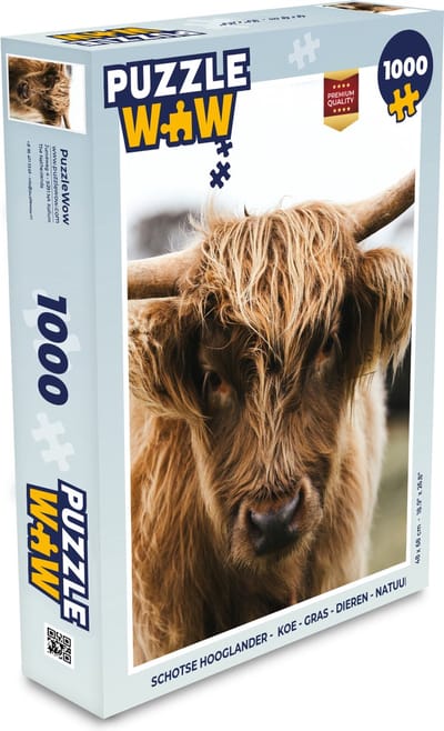 Puzzel Schotse Hooglander - Koe - Gras - Dieren - Natuur - Legpuzzel - Puzzel 1000 stukjes volwassenen