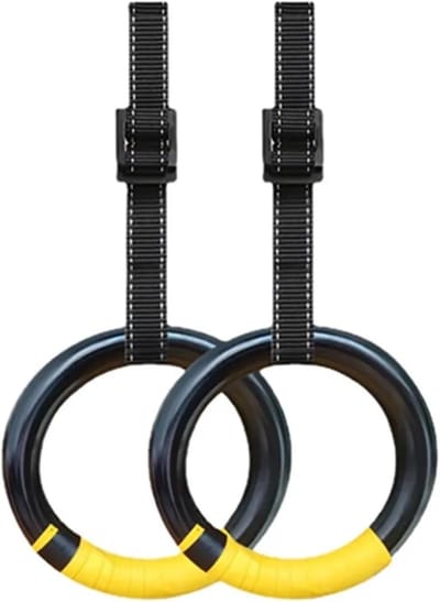 Turnringen Gymnastiek - Optrekringen Fitness - Thuistraining Kracht - Antislip Zweetabsorberend - 1 meter lengte - Zwart Geel