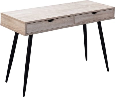 Bureau Callo 120cm met 2 lades - eik - Poldimar - Bureau - Bruin; Zwart - MDF; Metaal