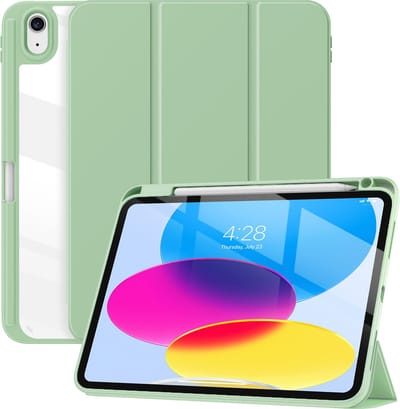 Hoes geschikt voor iPad 11 hoes en iPad 10 hoes - 11e en 10e Generatie - 10.9 Inch - 2024 en 2022 - Solidenz Hybrid Case - Cover met Autowake - Hoesje met Pencil Houder - Lichtgroen