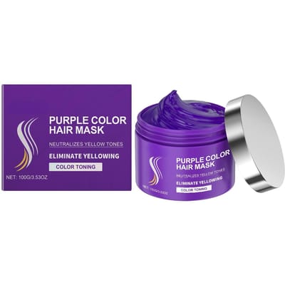 Shampoing Colorant Fixateur de Couleur pour Cheveux pour Couvrir les Cheveux Gris Décoloration Jaune Après Décoloration Shampoing pour Cheveux Non Irritant Masque Capillaire Couleur Violette 100g purple