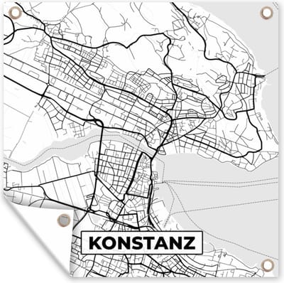 Tuin poster Konstanz - Plattegrond - Kaart - Stadskaart - 200x200 cm - Tuindoek