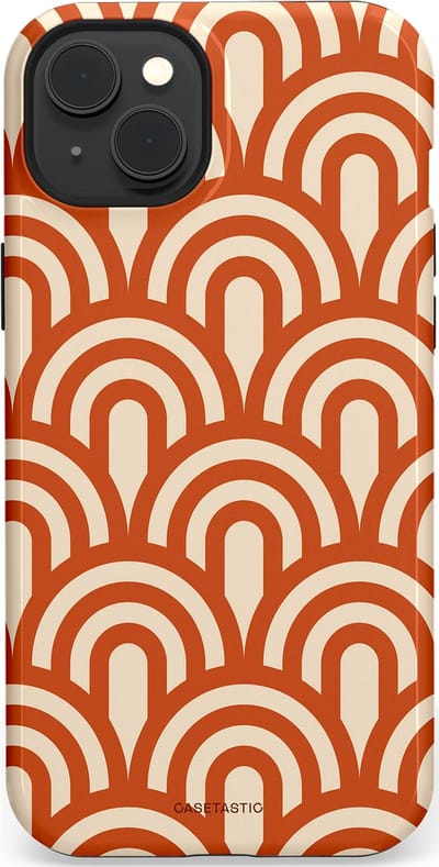 Casetastic hoesje geschikt voor Apple iPhone 15 Plus - MagSafe - Dubbellaagse bescherming - Oranje Bogen Parade - Fashion Case - Terracotta Crème