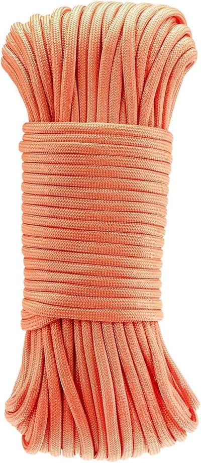 Sterke Paracord Touw 100 FT - 4mm x 30m, Duurzaam en Veelzijdig voor Outdoor Activiteiten, Kamperen en Survival Gebruik (Oranje)