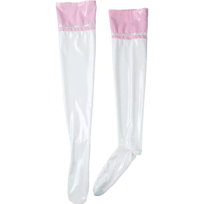 Harajuku Stijl Spiegel Glanzend Lakleer Dijhoge Kousen Dames Sexy Contrastkleur Paaldans Clubkleding Cosplay Kousen 1XL white