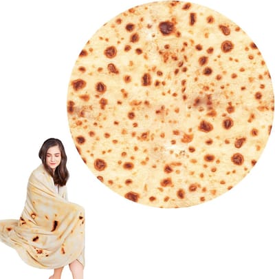 Grote Ronde Tortilla Deken 180x180 cm - Zachte Flanellen Taco Deken voor Volwassenen en Familie