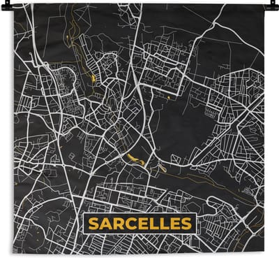 Wandkleed - Wanddoek - Plattegrond – Sarcelles – Stadskaart – Kaart – Frankrijk - 180x180 cm - Wandtapijt