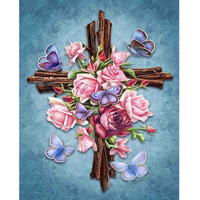 5D DIY Diamond Painting Cross Stitch Bloemen en vlinders Anima Borduren Strass Mozaïek Schilderij Cadeau 20X30CM white
