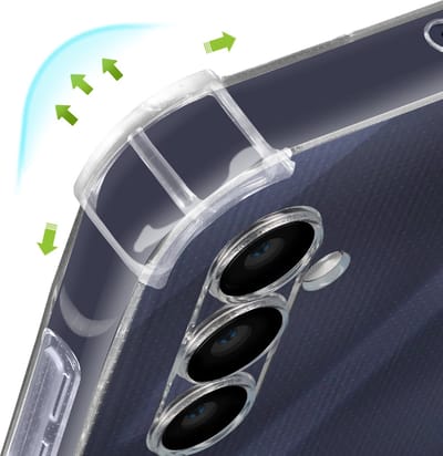 Mayaxess, Hoes Geschikt voor Samsung Galaxy A25 Silicone bumper Versterkte hoeken, Transparant