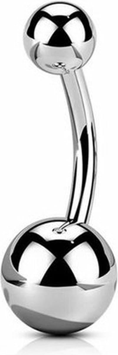 Stijlvolle Zilveren Navelpiercing - 5 mm en 8 mm Balletjes - 10 mm Bar - Chirurgisch Staal