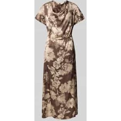 midi-jurk van viscose met cascadehals