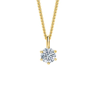 Miore Cirkelvorm Roosgoudkleurig Ketting dames met een moissaniet in 925 Zilver- 18 Karaat Verguld- Hypoallergeen Ketting - Handgemaakte Ketting met Hanger - Gemaakt in Italië