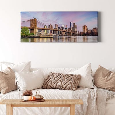 Canvas print DD123231 SkylineManhatt A.S. Création 1,0 x 0,4 m Paars Kantoor Hal/Gang Keuken Slaapkamer Woonkamer