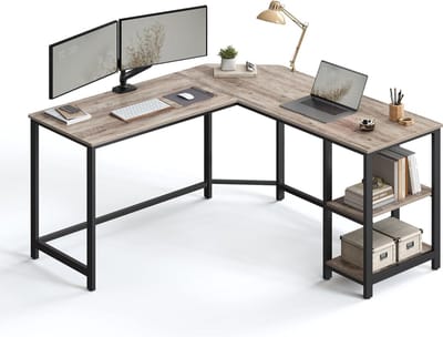 Hoekbureau - Groot bureau - Computerbureau - Industrieel grijs - Hout Metaal Lvormig - 135x135