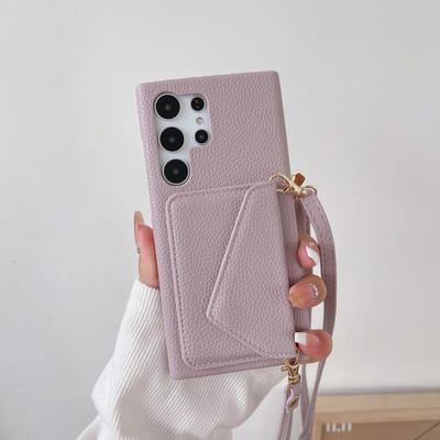 Crossbody Leren Telefoonhoesje voor Samsung Galaxy S23 FE S25 S24 S22 Ultra A15 A25 A35 A55 A54 A34 Portemonnee met Kaarthouder Cover Galaxy S22 gray