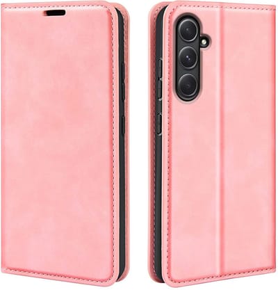 MobyDefend Hoesje - Geschikt voor Samsung Galaxy A55 - Luxe Wallet Bookcase (Magnetische Sluiting) - Roze